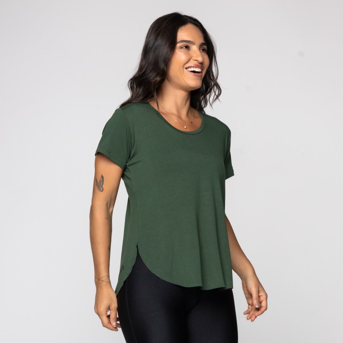 Blusa Long Line Com Silk Nas Costas Karina