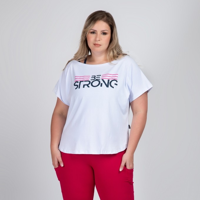 Blusa Plus Size Fitness Long Line Com Silk  Afrodite Be Strong