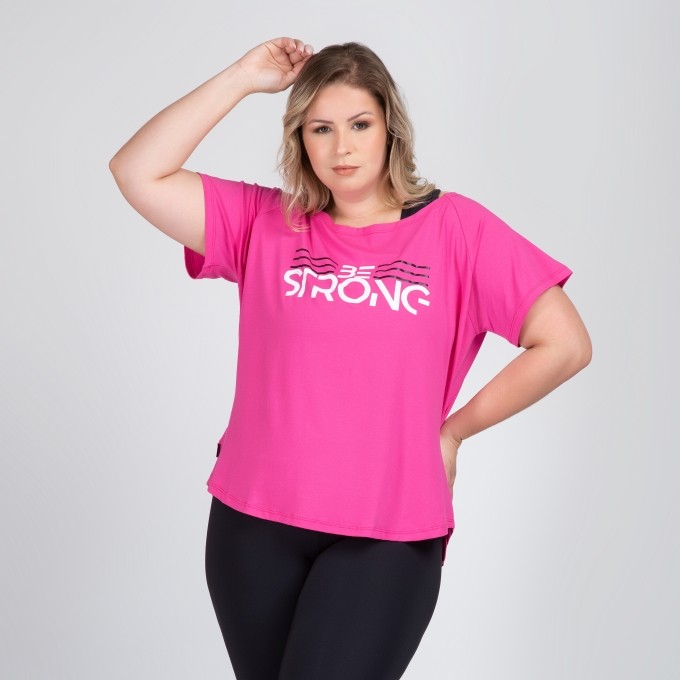 Blusa Plus Size Fitness Long Line Com Silk  Afrodite Be Strong