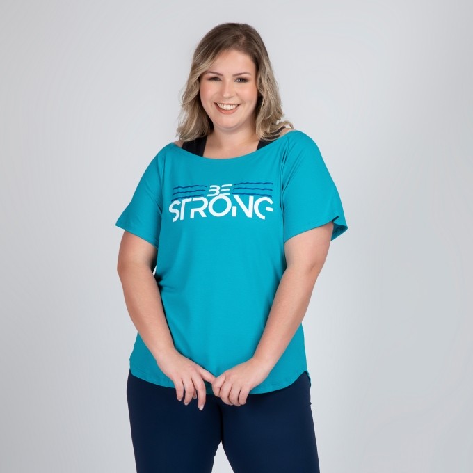 Blusa Plus Size Fitness Long Line Com Silk  Afrodite Be Strong