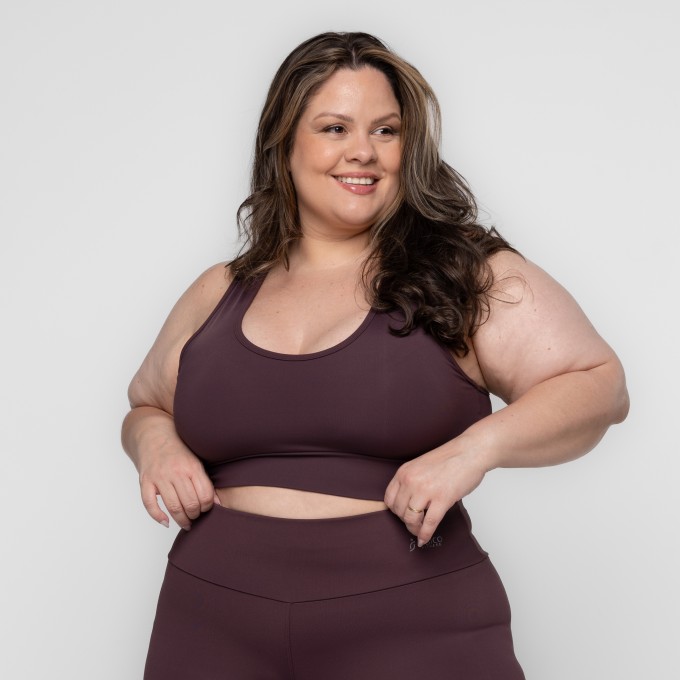 Top Plus Size Fitness Básico Com Bojo Removível Nadador