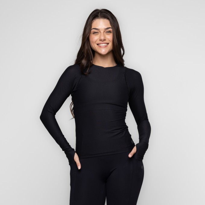 Blusa Fitness Samanta Manga Longa com Dedinho