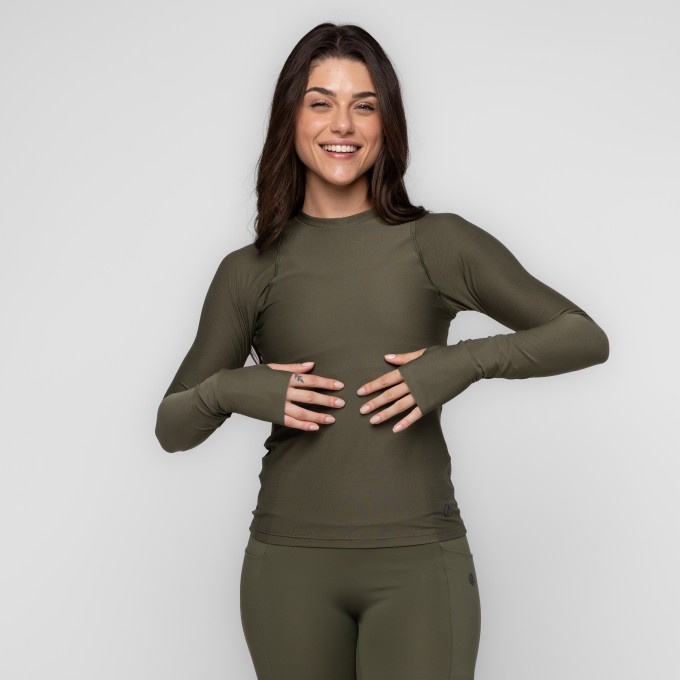 Blusa Fitness Samanta Manga Longa com Dedinho