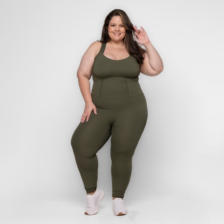 Macacão Fitness Plus Size Larah Nadador Keep Move