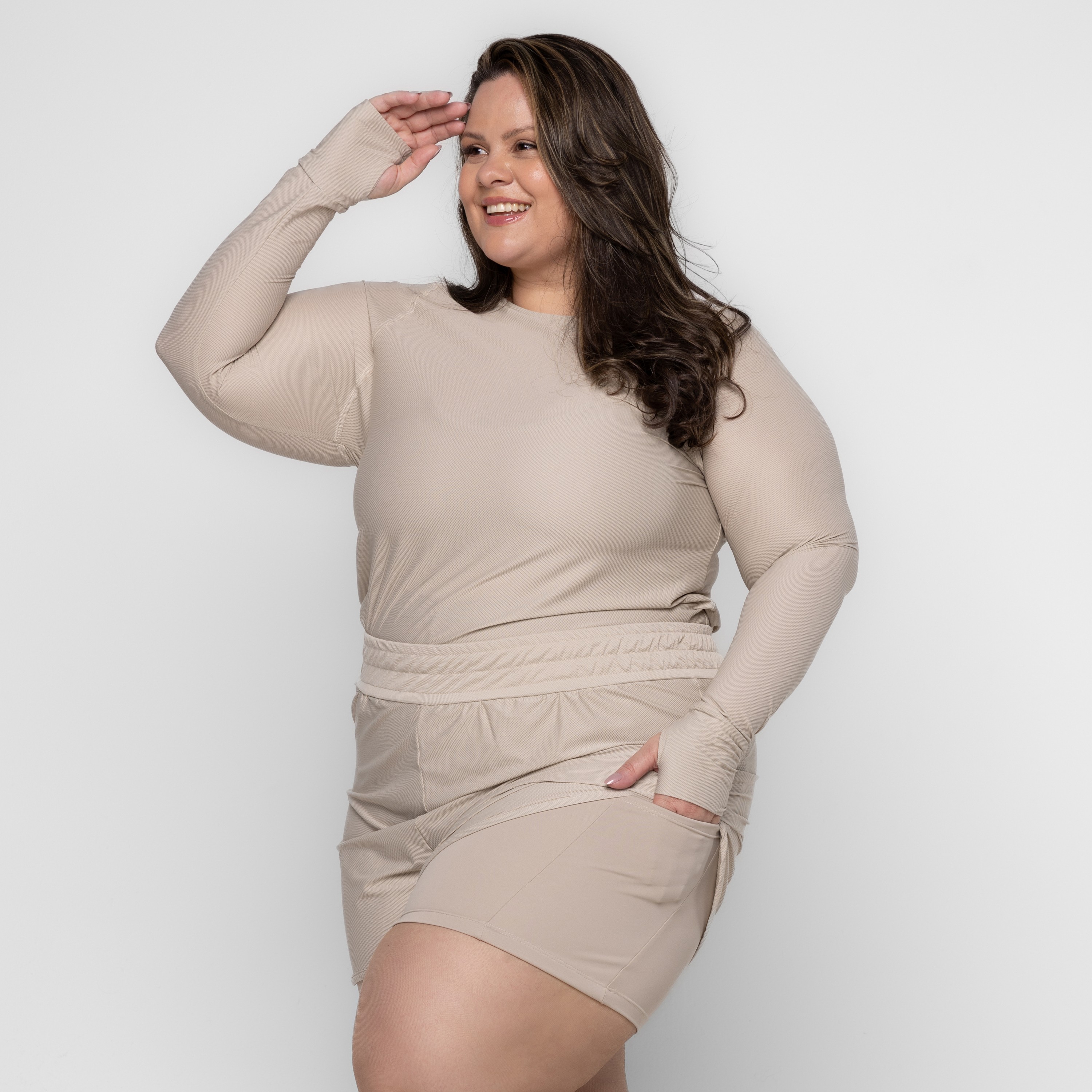 Blusa Fitness Plus Size Samanta Manga Longa com Dedinho - Físico Fitness