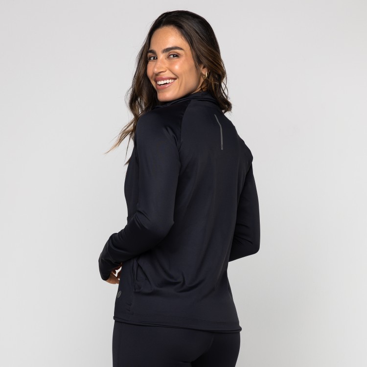 Casaco Fitness Gola Alta com Zíper e Bolsos Letícia
