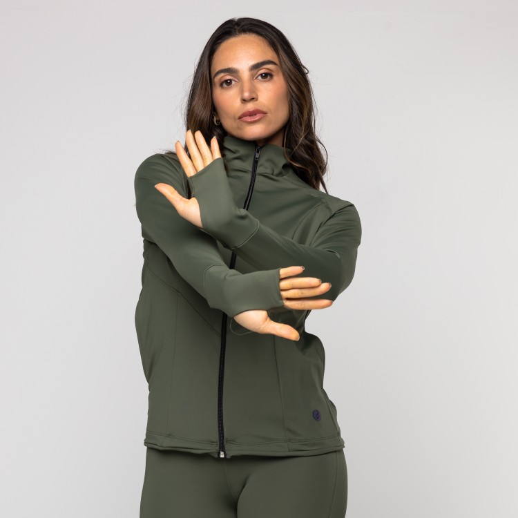Casaco Fitness Gola Alta com Zíper e Bolsos Letícia