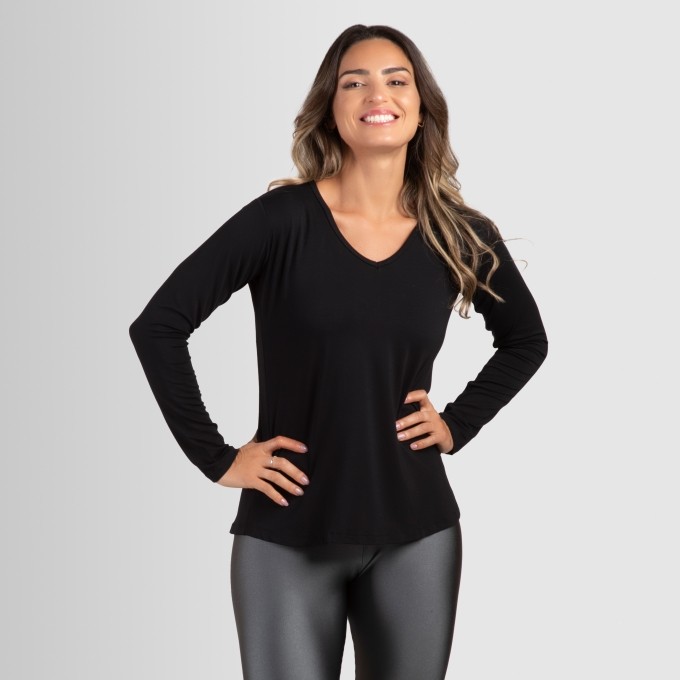 Blusa Tapa Bumbum Manga Longa e Gola V