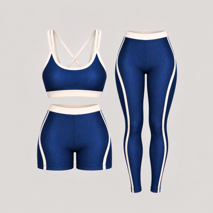 Kit Trio Fitness Top + Short + Calça Sophia Wonder