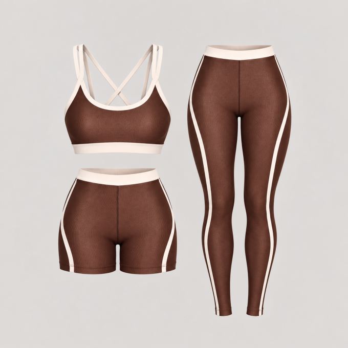Kit Trio Fitness Top + Short + Calça Sophia Wonder