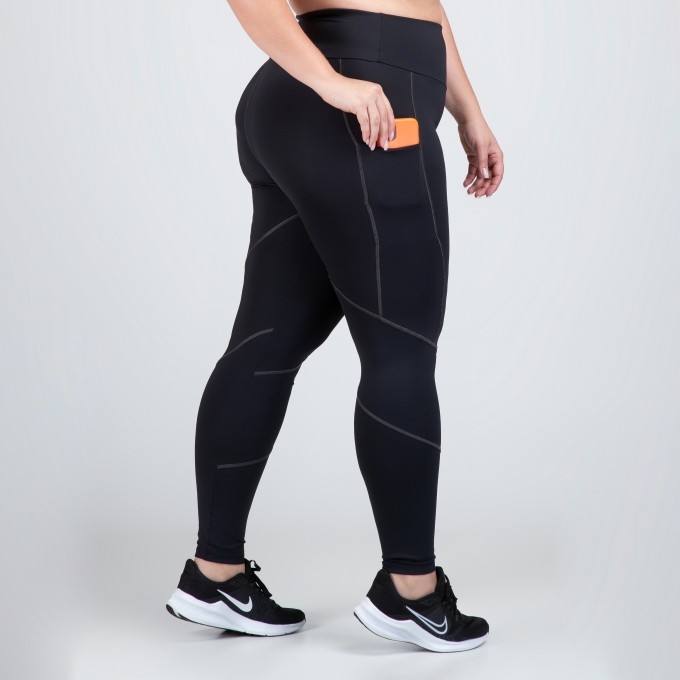 Calça Fitness Plus Size Cintura Alta com Bolsos Laterais Alexia