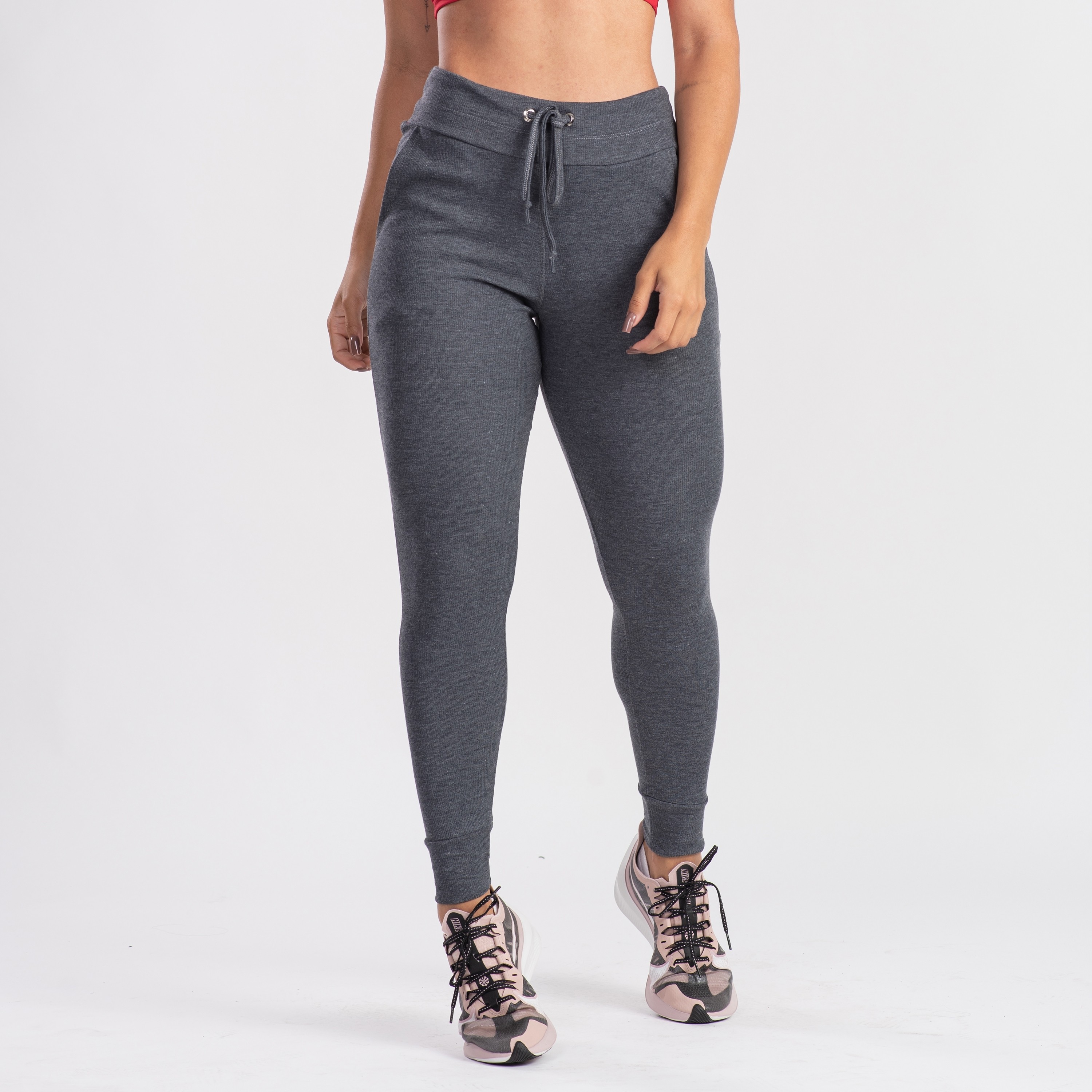 Calça Legging Feminina de Alta Qualidade Cintura Alta Canelada