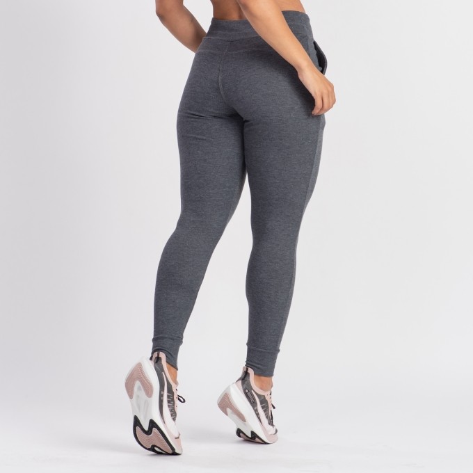 Calça Jogger Feminina  Cintura Alta  Ribana Canelada