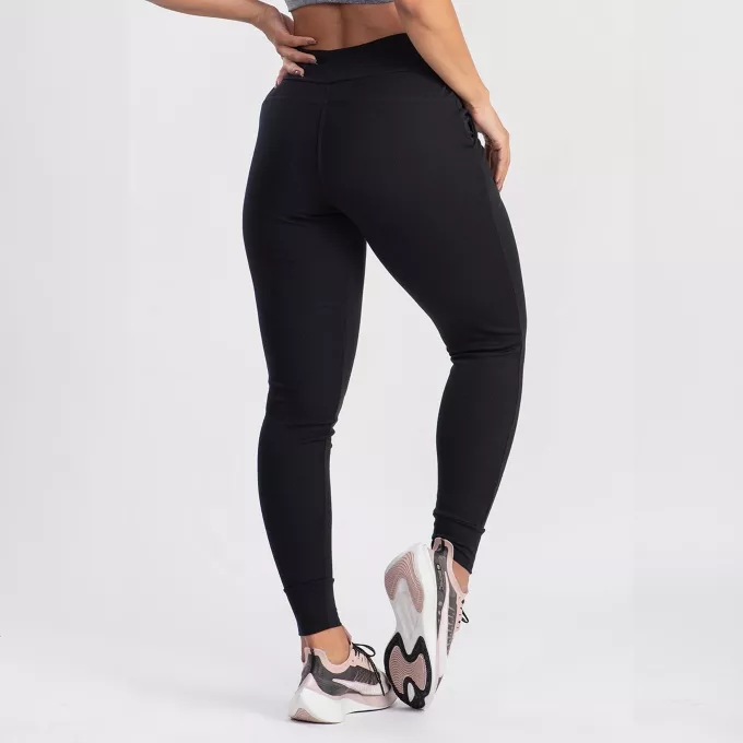 Calça Jogger Feminina  Cintura Alta  Ribana Canelada