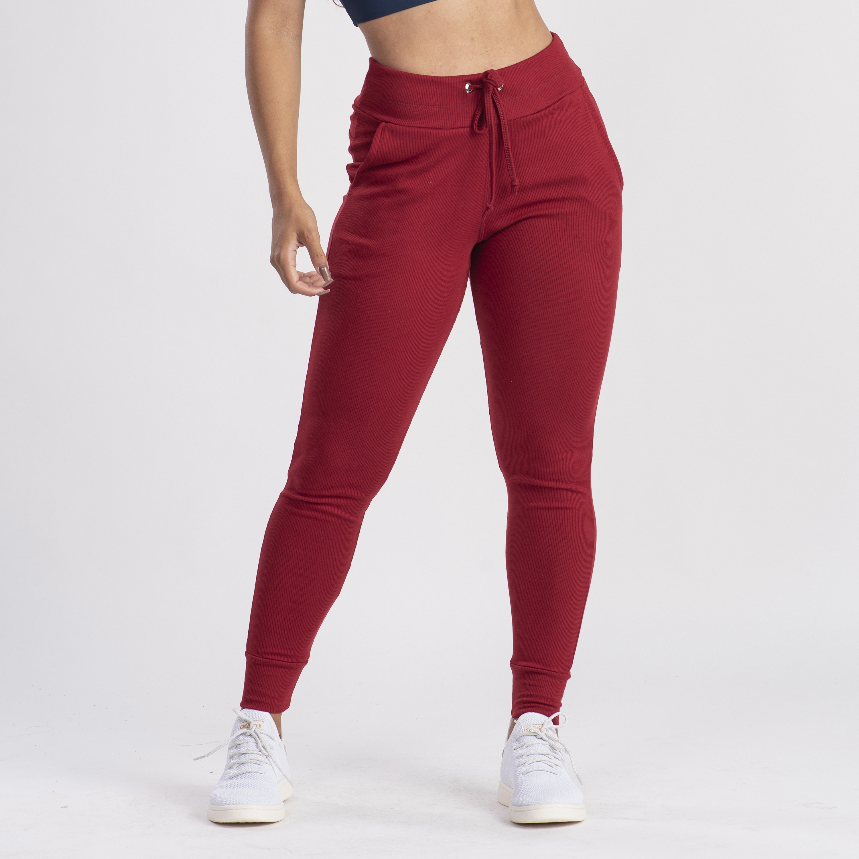 Calça Jogger Feminina Cintura Alta Ribana Canelada - Físico Fitness