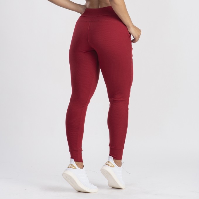 Calça Jogger Feminina  Cintura Alta  Ribana Canelada