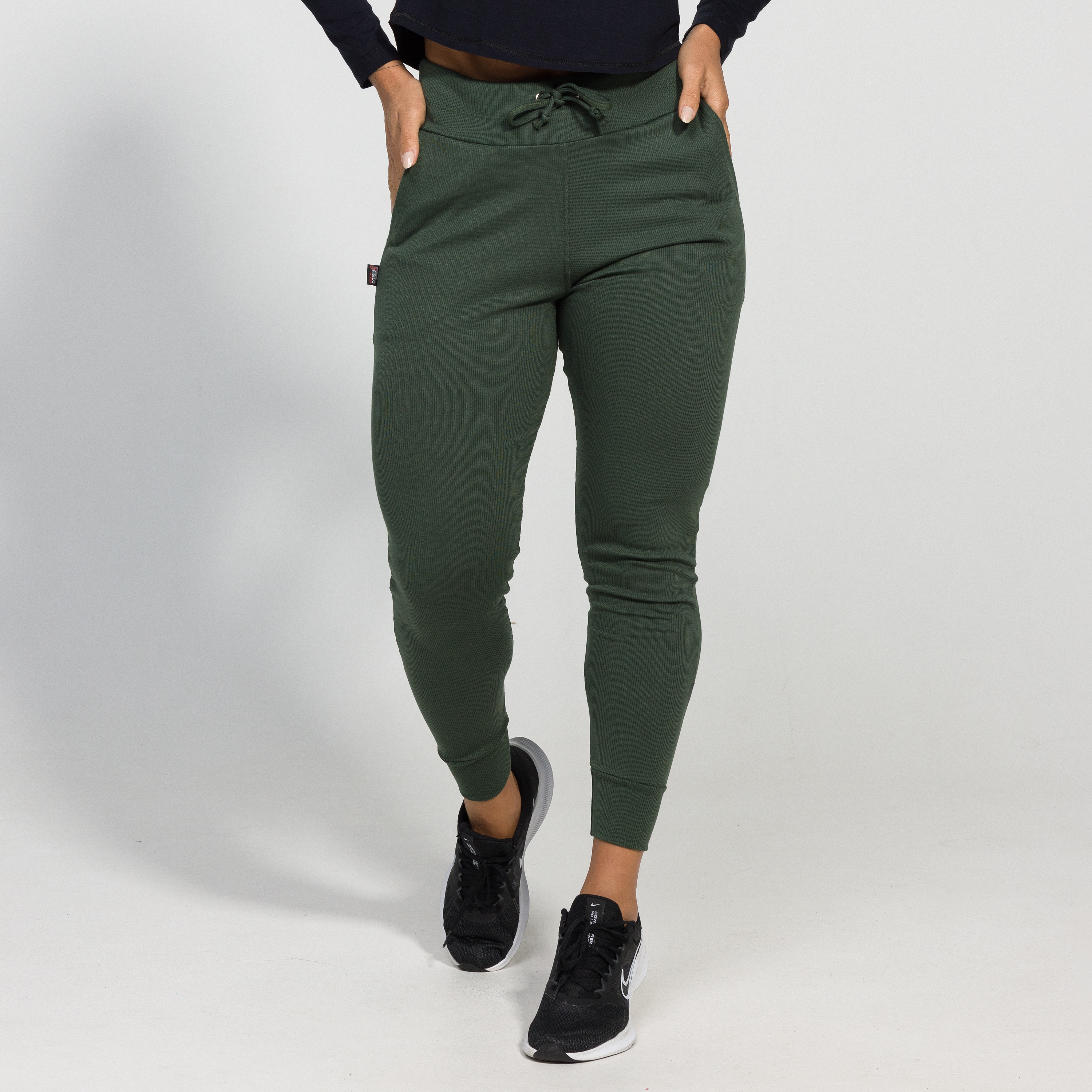 Calça Jogger Feminina Cintura Alta Ribana Canelada - Físico Fitness