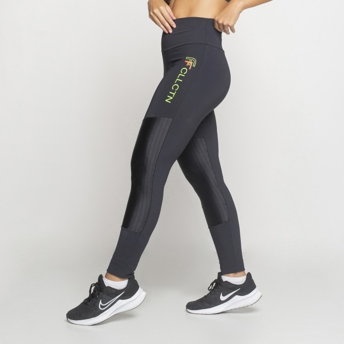 Calça Legging Cós Alto Detalhe Metalizado 3D Maitê