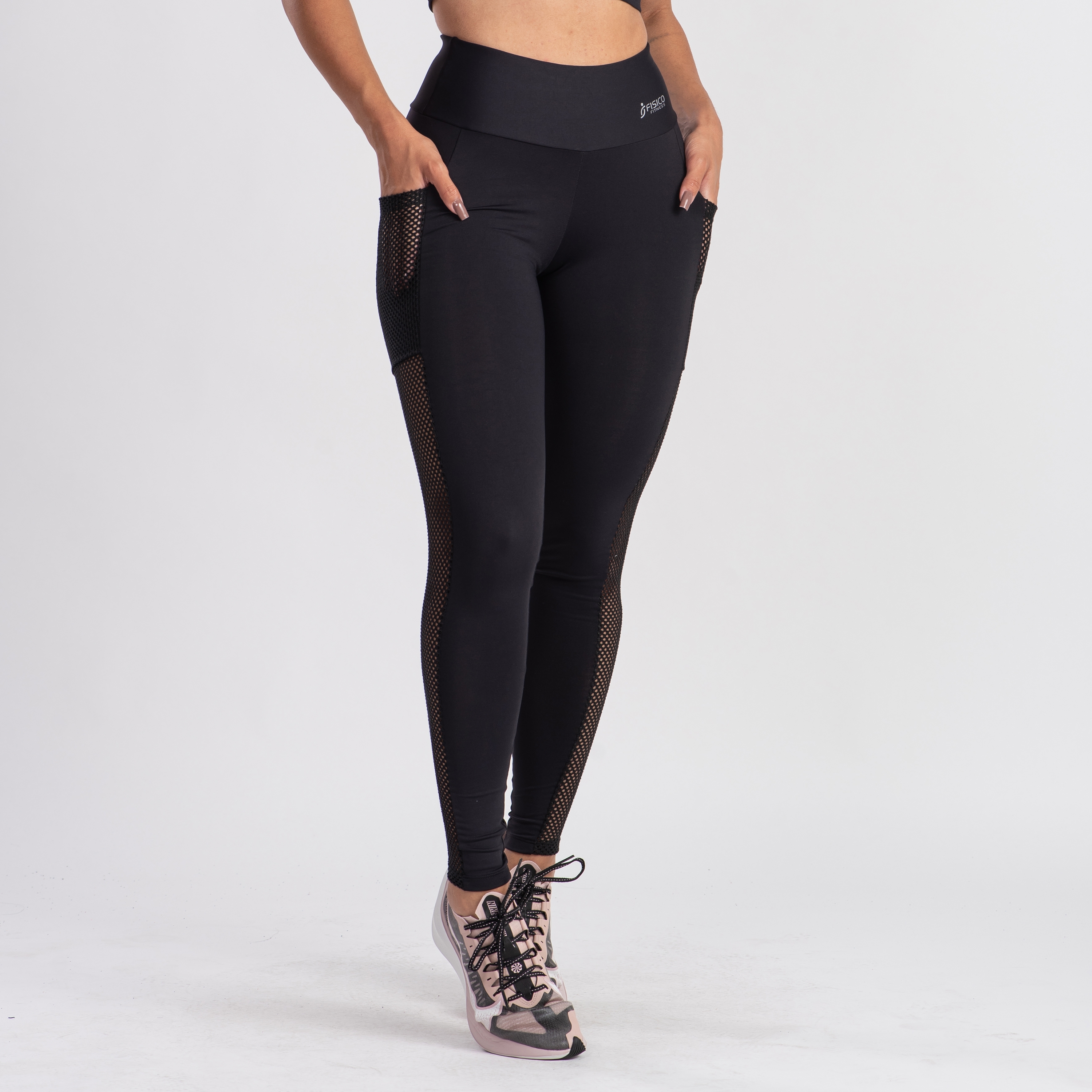 Calça Legging Tela Arrastão E Bolso - Arrastão - Físico Fitness