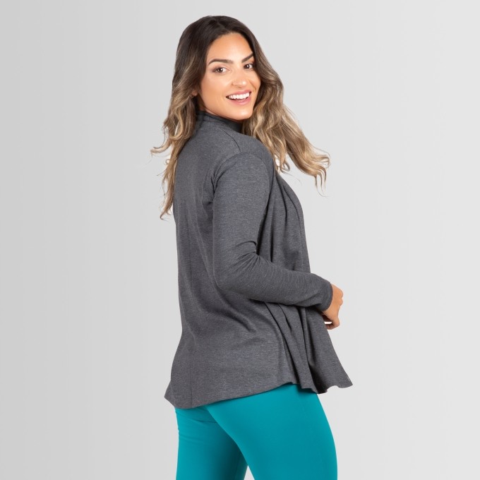 Cardigan Feminino Canelado Sobrepor Ribana