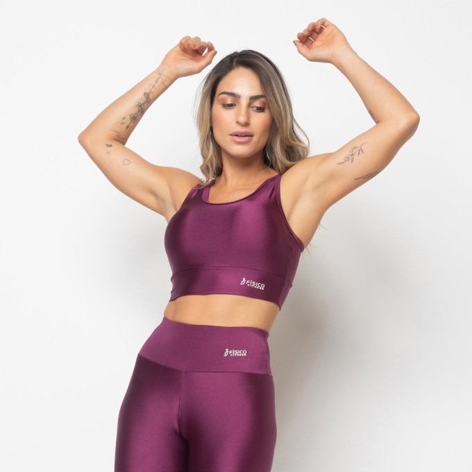 Top Fitness Alça Dupla Metalizado Milena