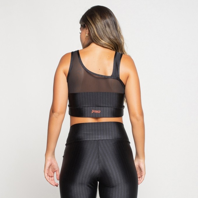 Top Fitness Metalizado com Detalhe em Tule Florence