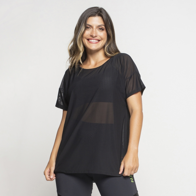 Blusa Feminina Ombro Deslocado De Tule Mariah