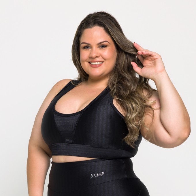 Top Fitness Nadador Plus Size Com Bojo Removível Ikat 3D