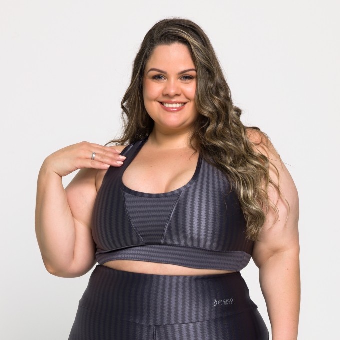 Top Fitness Nadador Plus Size Com Bojo Removível Ikat 3D