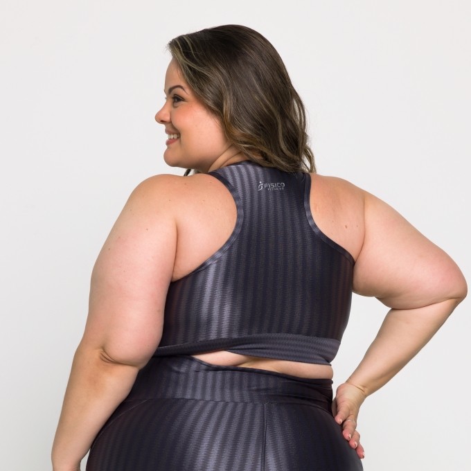 Top Fitness Nadador Plus Size Com Bojo Removível Ikat 3D