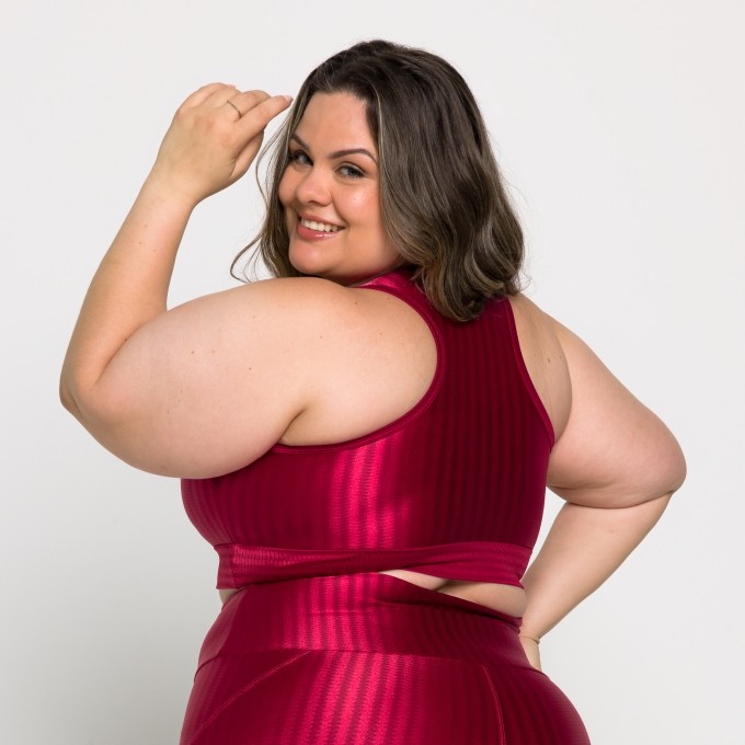 Top Fitness Nadador Plus Size Com Bojo Removível Ikat 3D