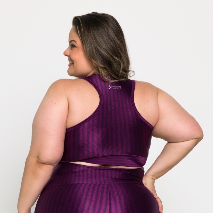 Top Fitness Nadador Plus Size Com Bojo Removível Ikat 3D