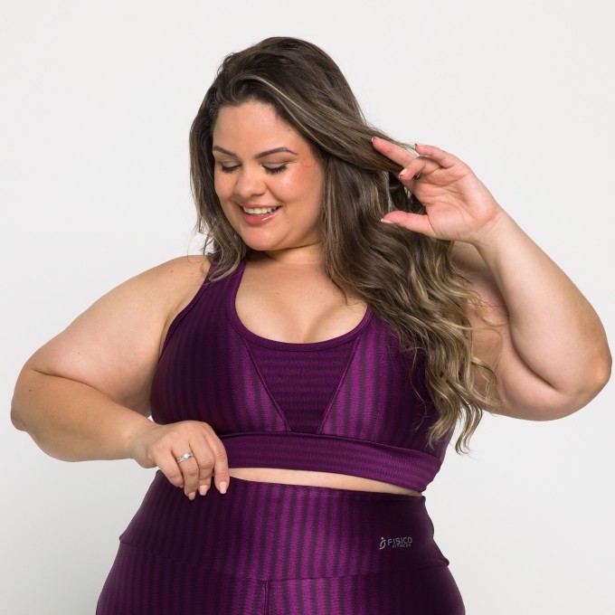 Top Fitness Nadador Plus Size Com Bojo Removível Ikat 3D