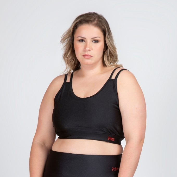 Top Fitness Plus Size Bojo Removível Metalizado Milena