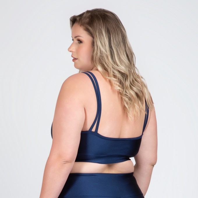 Top Fitness Plus Size Bojo Removível Metalizado Milena