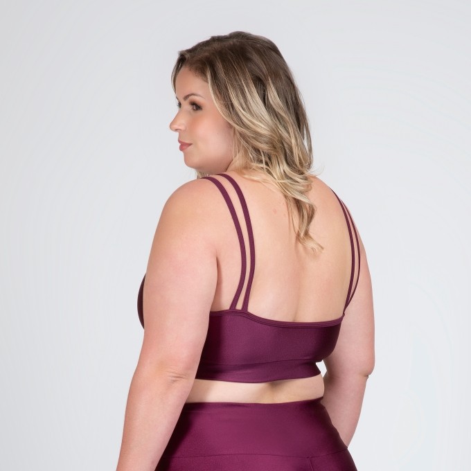 Top Fitness Plus Size Bojo Removível Metalizado Milena