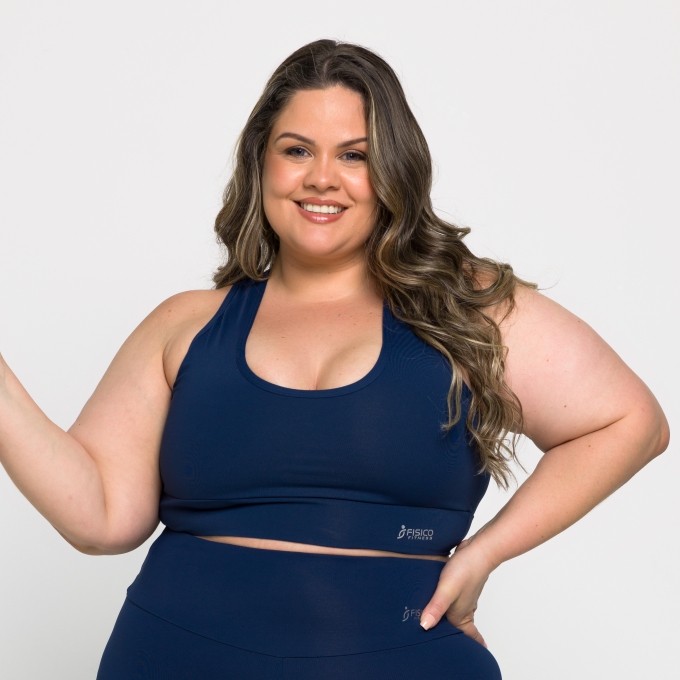 Top Plus Size Fitness Básico Com Bojo Removível Nadador