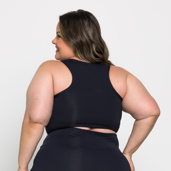 Top Plus Size Fitness Básico Com Bojo Removível Nadador