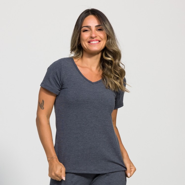 Blusa Victoria Gola em V de Moletim