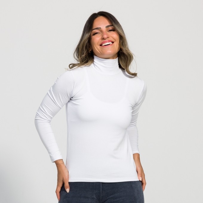 Blusa Pietra de Gola Alta em Viscose