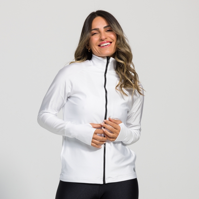 Casaco Feminino Metalizado Punho Dedinho com Gola Alta Agnes