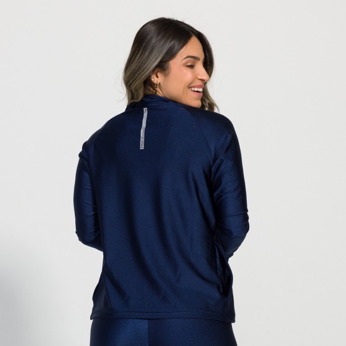 Casaco Feminino Metalizado Punho Dedinho com Gola Alta Agnes