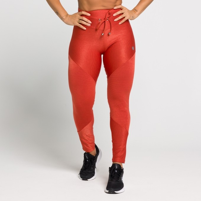 Calça Legging Com Recortes e Cadarço Aurora