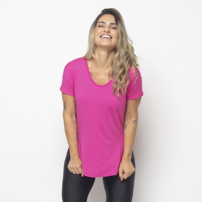 Blusa Long Line Com Silk Nas Costas Karina