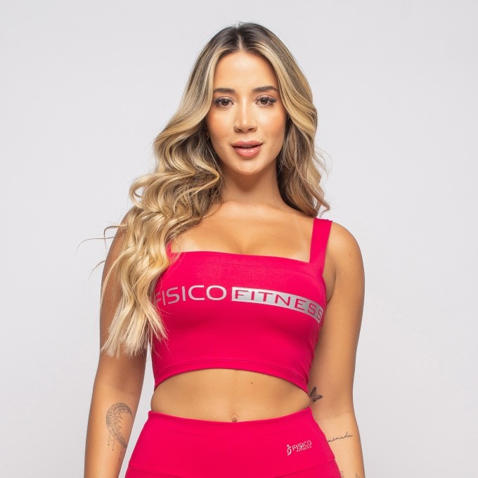 Top Fitness Alça Larga e silk personalizado Juliete