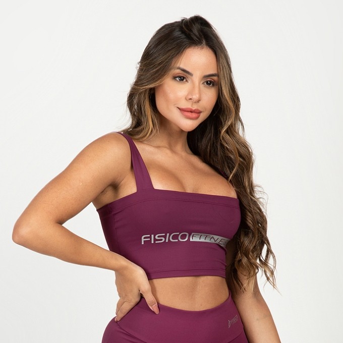 Top Fitness Alça Larga e silk personalizado Juliete