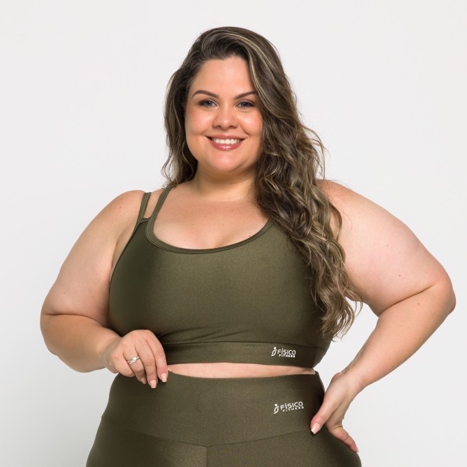 Top Fitness Plus Size Bojo Removível Metalizado Milena