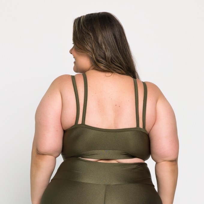 Top Fitness Plus Size Bojo Removível Metalizado Milena