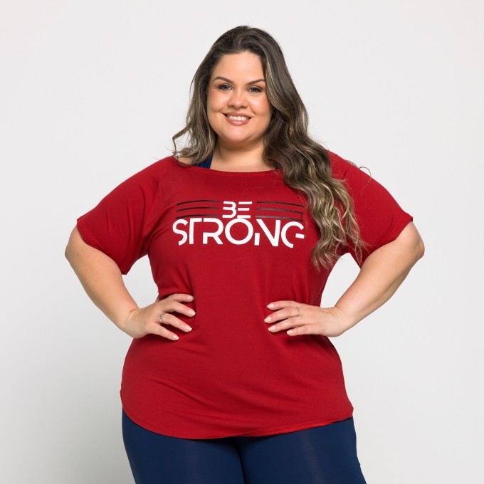 Blusa Plus Size Fitness Long Line Com Silk  Afrodite Be Strong