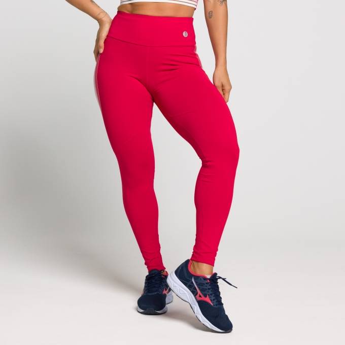 Calça legging 2025 vermelha metalizada